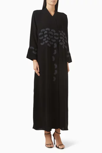 Embellished Laser-cut Abaya in Tulle