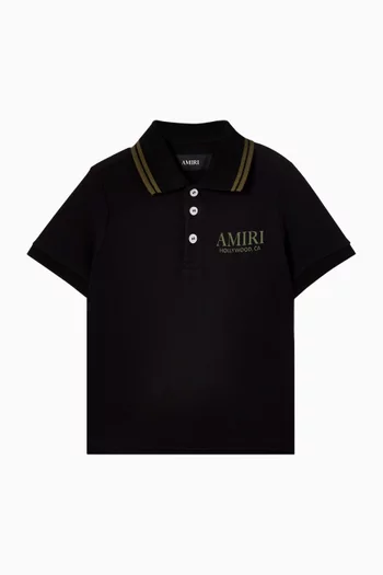 Graphic Print Polo Shirt in Cotton