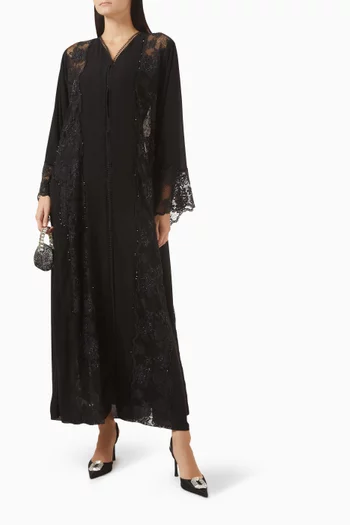 Bead-embroidered Abaya in Lace