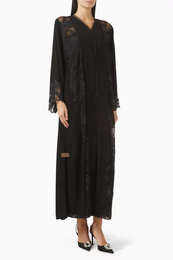Bead-embroidered Abaya in Lace