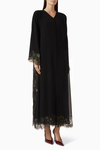 Foil Lace-embellished Abaya