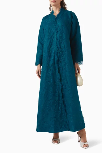 Structured Abaya in Lace & Satin