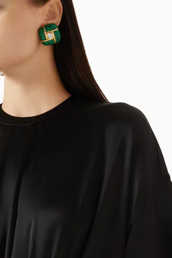 Crystal & Enamel Clip-on Earrings in 22kt Gold-plated Brass