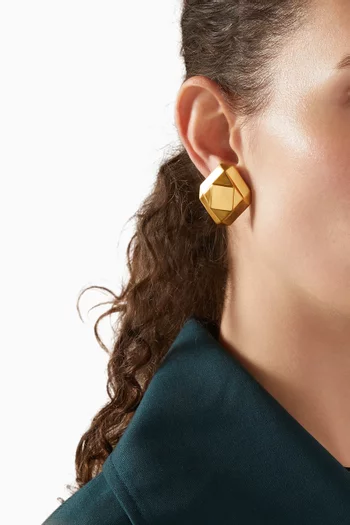 أقراط بمشبك وتصميم معين نحاس مطلي ذهب عيار 22