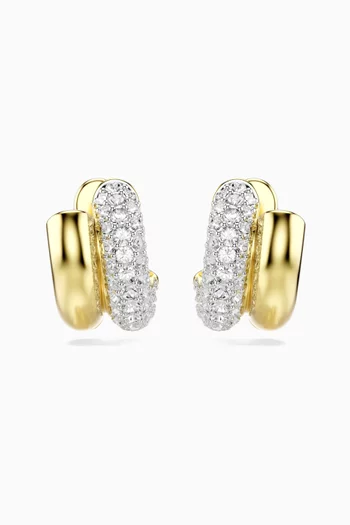 أقراط دكسترا دائرية ميني مرصعة بالكريستال معدن بلون ذهبي