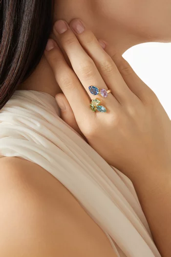 خاتم جيما معدن مطلي بلون ذهبي