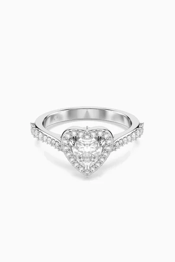 خاتم اونا بحلية قلب معدن مطلي روديوم