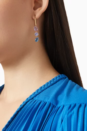 أقراط جيما معدن مطلي بذهب عيار 18‏