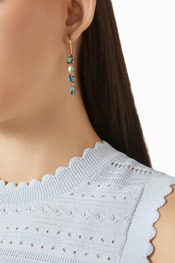 أقراط جيما متدلية ومرصعة بكريستال معدن مطلي بذهب عيار 18‏