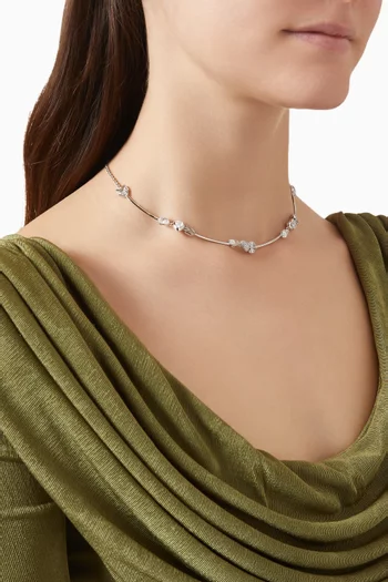 قلادة ايديليا مرصعة بالكريستال معدن مطلي روديوم