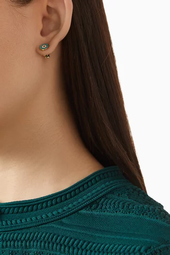 أقراط لاكيلي بتصميم عين الحسود معدن مطلي بلون ذهبي