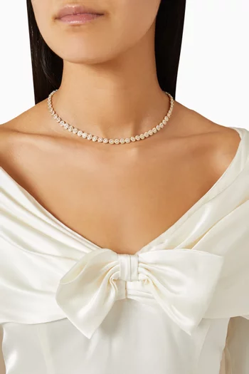 قلادة اونا مرصعة بالكريستال معدن مطلي بلون ذهبي