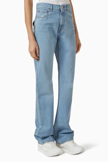 Boyfriend Belt-trim Jeans in Denim