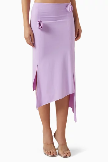 تنورة بقصة غير متماثلة ورقع زهور جيرسيه