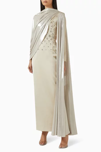 Beetle Embellished Drape Dress