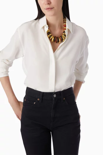 قلادة رقبة لولو بخرز من راتنج وجاسبر ومعدن