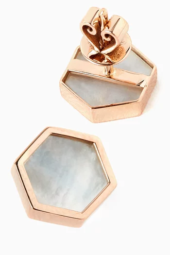 Hive Mother of Pearl Earrings in 18kt Gold