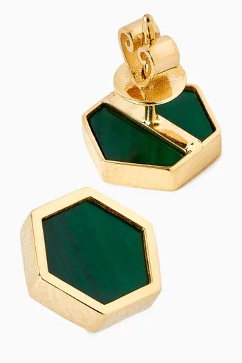 Hive Malachite Stud Earrings in 18kt Gold