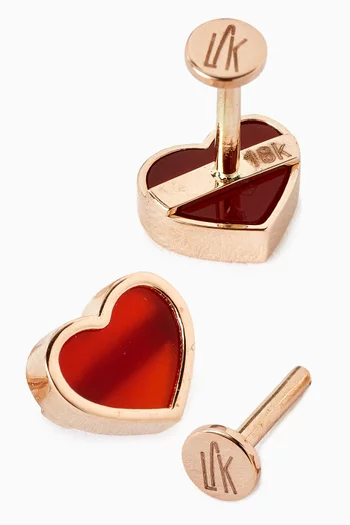 Heart Carnelian Earrings in 18kt Gold