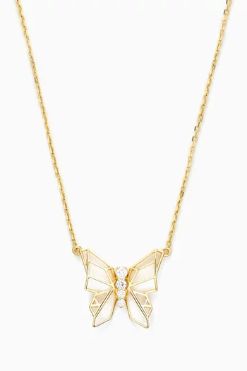 Butterflies Diamond Necklace in 18kt Yellow Gold