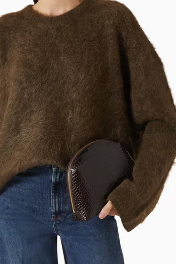 Medium Day Pouch in Crocodile-Embossed Leather