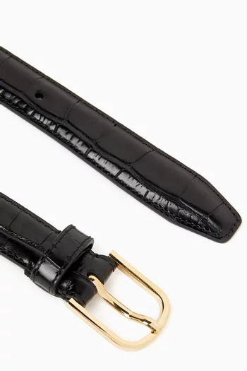 Slim Belt in Croc-embossed Leather