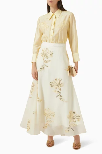 Rhinestone Embellished Maxi Skirt