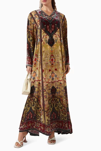 Adavi Printed Kaftan in Silk Velvet