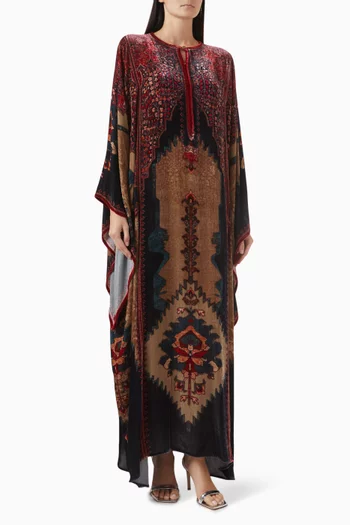 Beatrice Printed Kaftan in Silk Velvet
