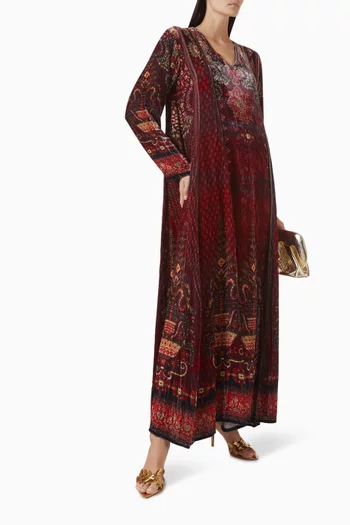Adavi Printed Kaftan in Silk Velvet