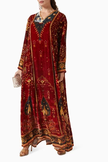 Adavi Printed Kaftan in Silk Velvet