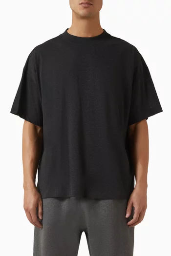 تي شيرت مطرز بشعار الماركة مزيج قطن