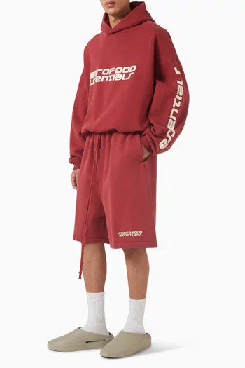 شورت رياضي بقصة فضفاضة صوف ثقيل