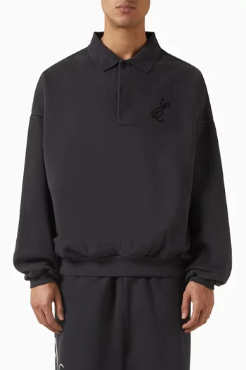 سويت شيرت بولو كلاسيكي مطرز قطن