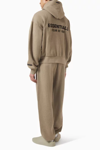 كنزة بغطاء رأس كلاسيكية بسحّاب كامل ألياف صوف داخلية