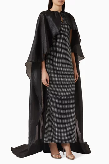 فستان بكاب مطرز بالكريستال