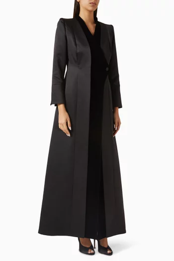 Velvet-trim Structured Abaya