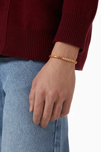 سوار بسلسلة بحلقات مربعة فضة إسترلينية مطلية بالذهب عيار 24