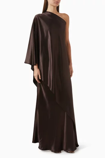 Aria One-shoulder Maxi Dress in Satin