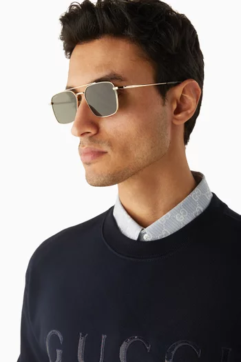 Square Aviator Sunglasses in Metal
