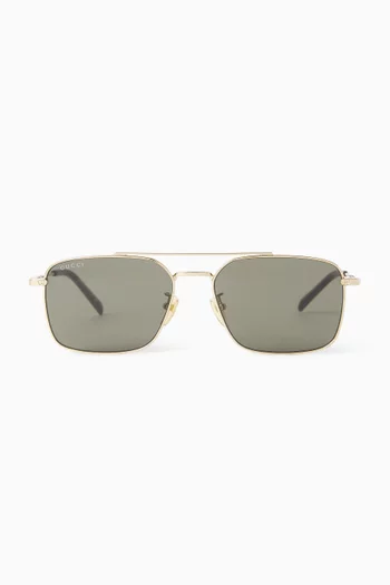 Square Aviator Sunglasses in Metal