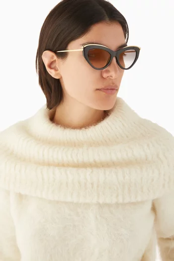 نظارة شمسية بإطار بتصميم عين القطة معدن