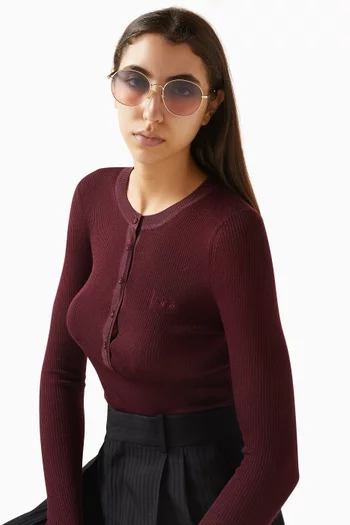 Oversized Round Sunglasses in Metal