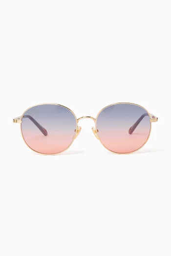 Oversized Round Sunglasses in Metal