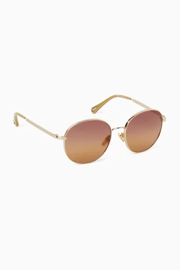 Oversized Round Sunglasses in Metal