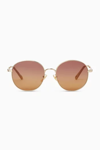 Oversized Round Sunglasses in Metal