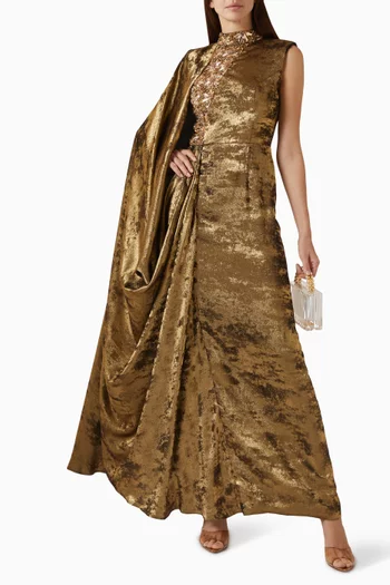 فستان جريس مزين بتطريزات