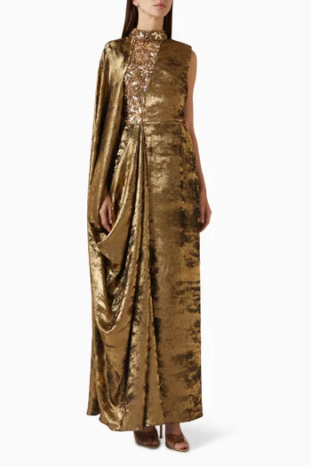 فستان جريس مزين بتطريزات