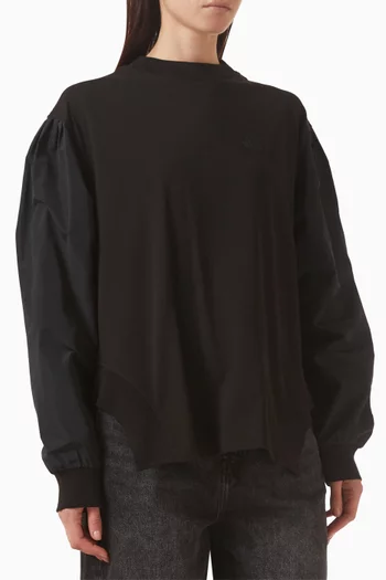 Pleat-detail Sweatshirt in Cotton Jersey