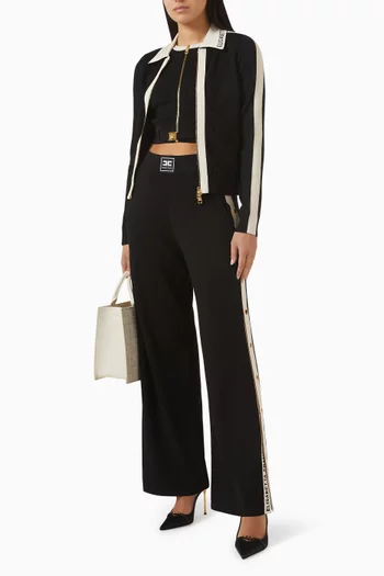 كارديغان بياقة بولو وسحّاب منسوج من مزيج فيسكوز